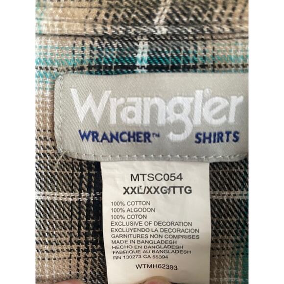 Wrangler Wrancher Shirt Men's Size XXLarge Wester  Pearl Button Snap Front - Picture 4 of 4